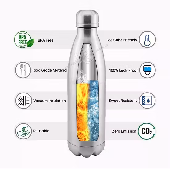 Logo personnalisé 500 ml Double paroi isolée tasse de boisson d'eau Thermos flacon à vide Sport Cola forme bouteille d'eau en acier inoxydable
