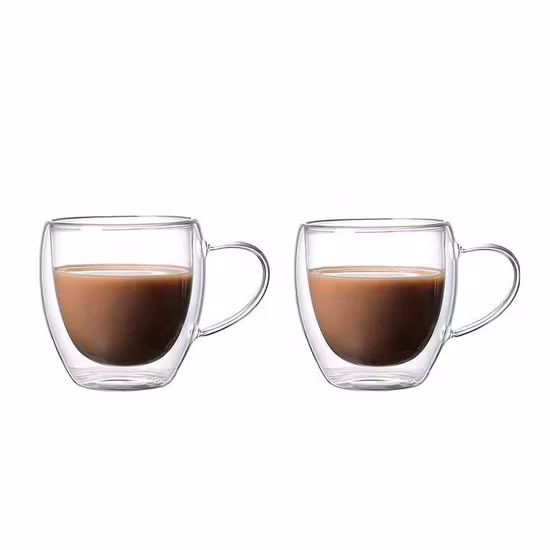 Logo personnalisé tasse à thé café isolé tasse en verre à double paroi